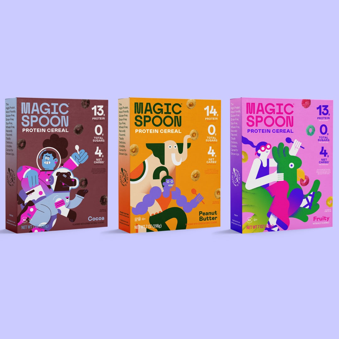 Magic Spoon Protein Cereal 3-Pack โ Fruity, Cocoa, Peanut Butter โ Breakfast Cereal TTS