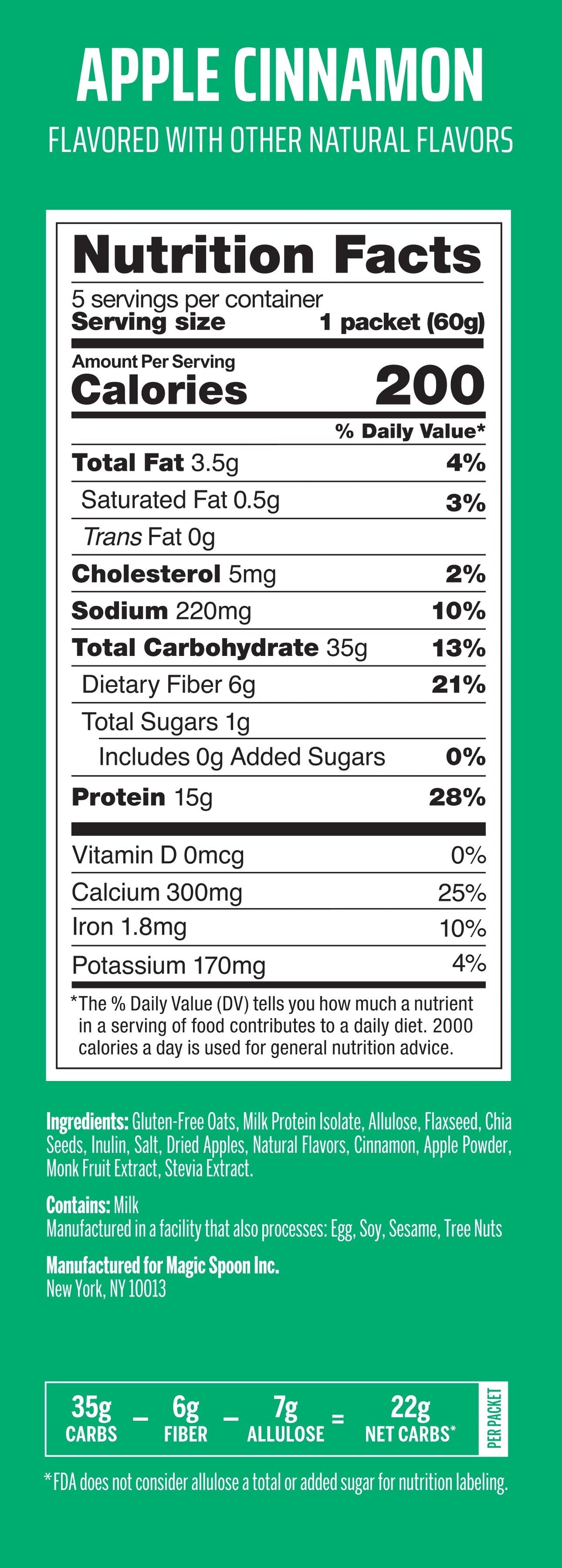 Apple Cinnamon - 20 Oatmeal Packets (4 Boxes)