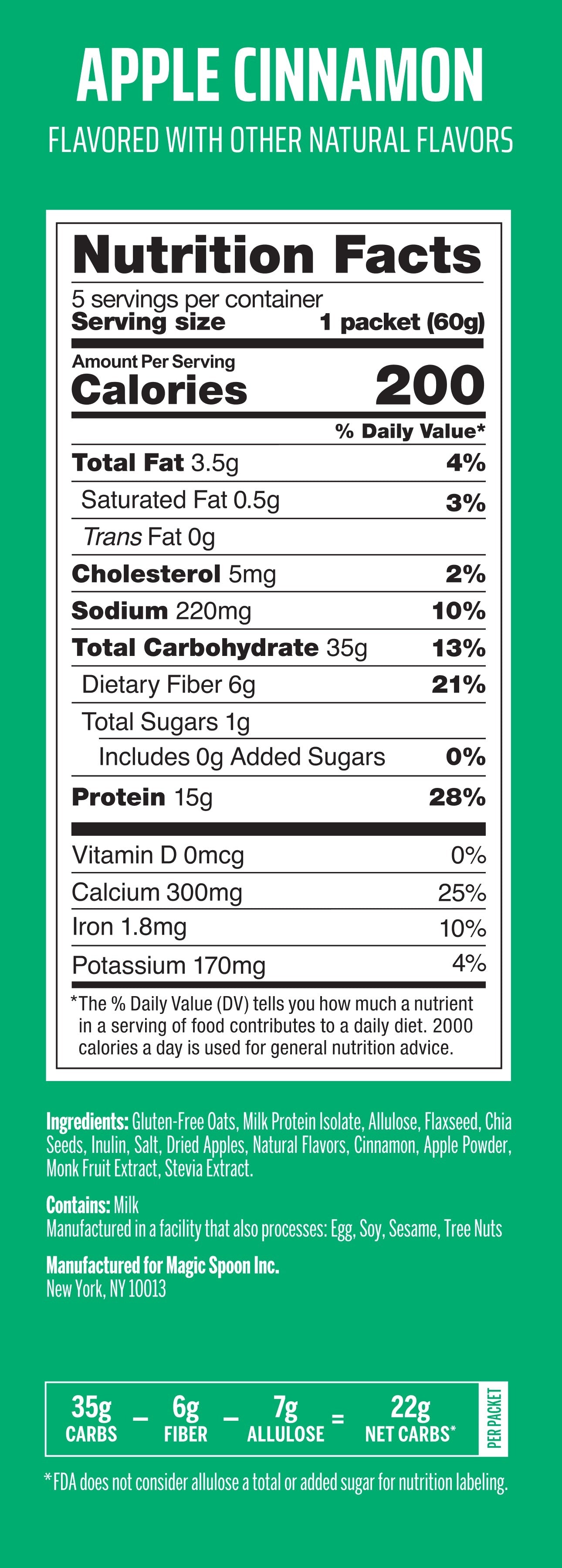Apple Cinnamon - 20 Oatmeal Packets (4 Boxes)