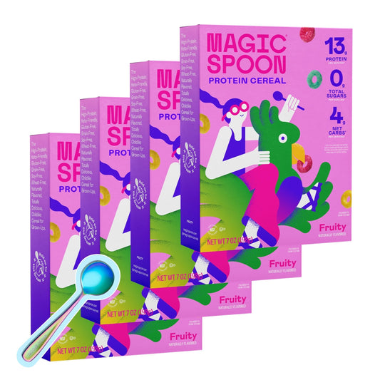 Magic Spoon Fruity 4-Pack Protein Cereal and Spoon