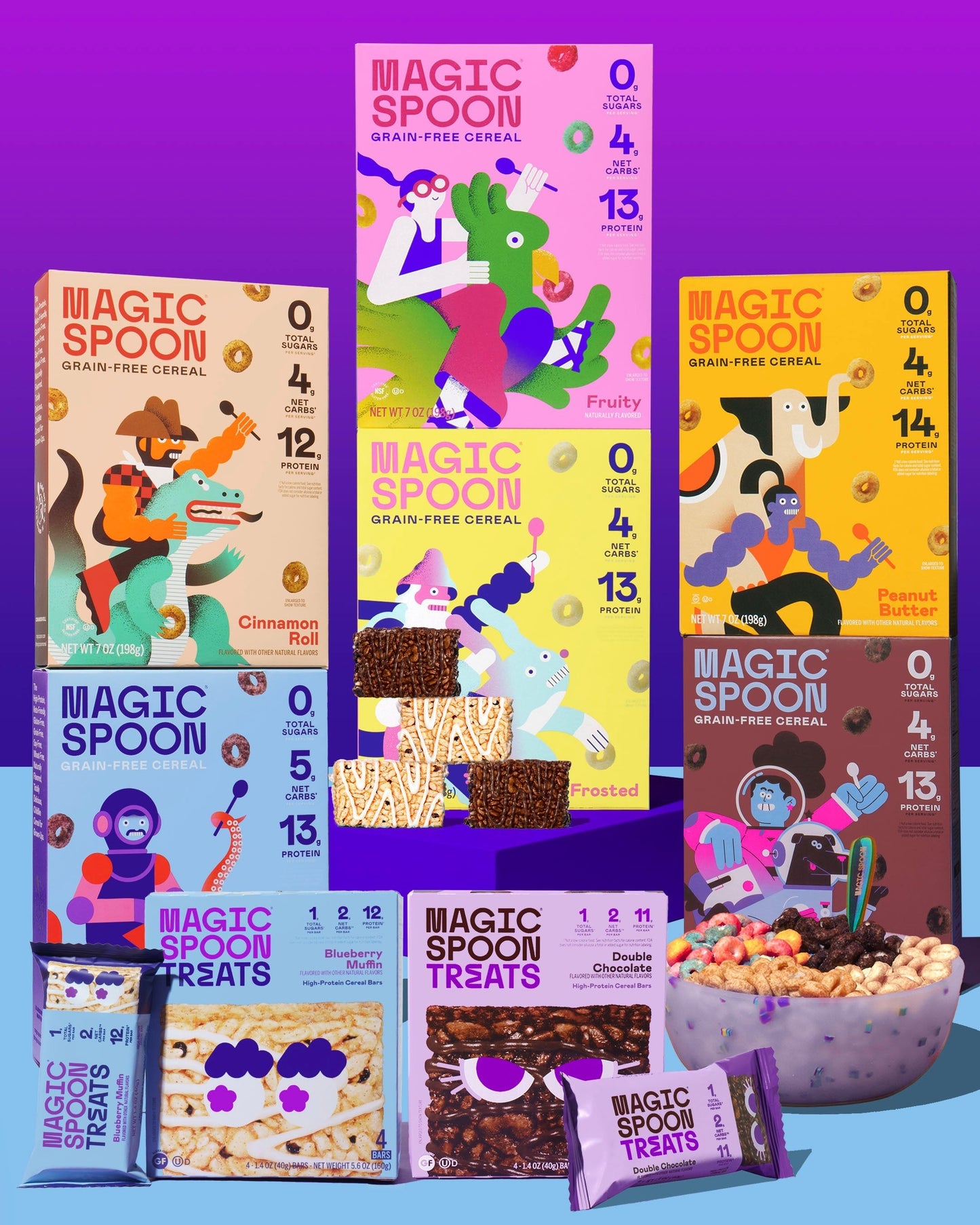 ULTIMATE MAGIC MIX - 16 CEREAL TREATS (4 BOXES) + 6 BOXES OF CEREAL + 1 BOWL SET