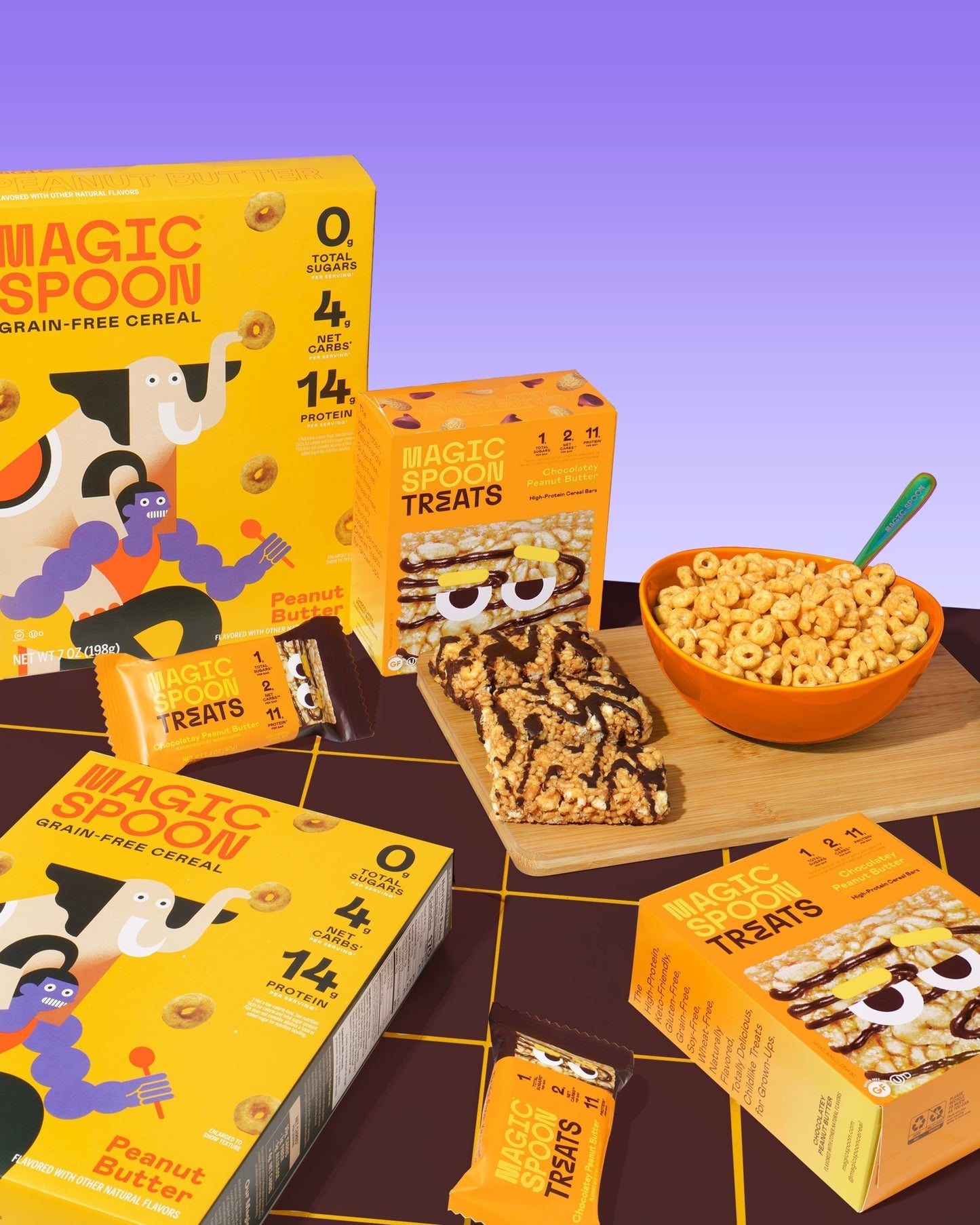 THE NUTTY PACK - 8 cereal treats (2 boxes) + 2 boxes of cereal