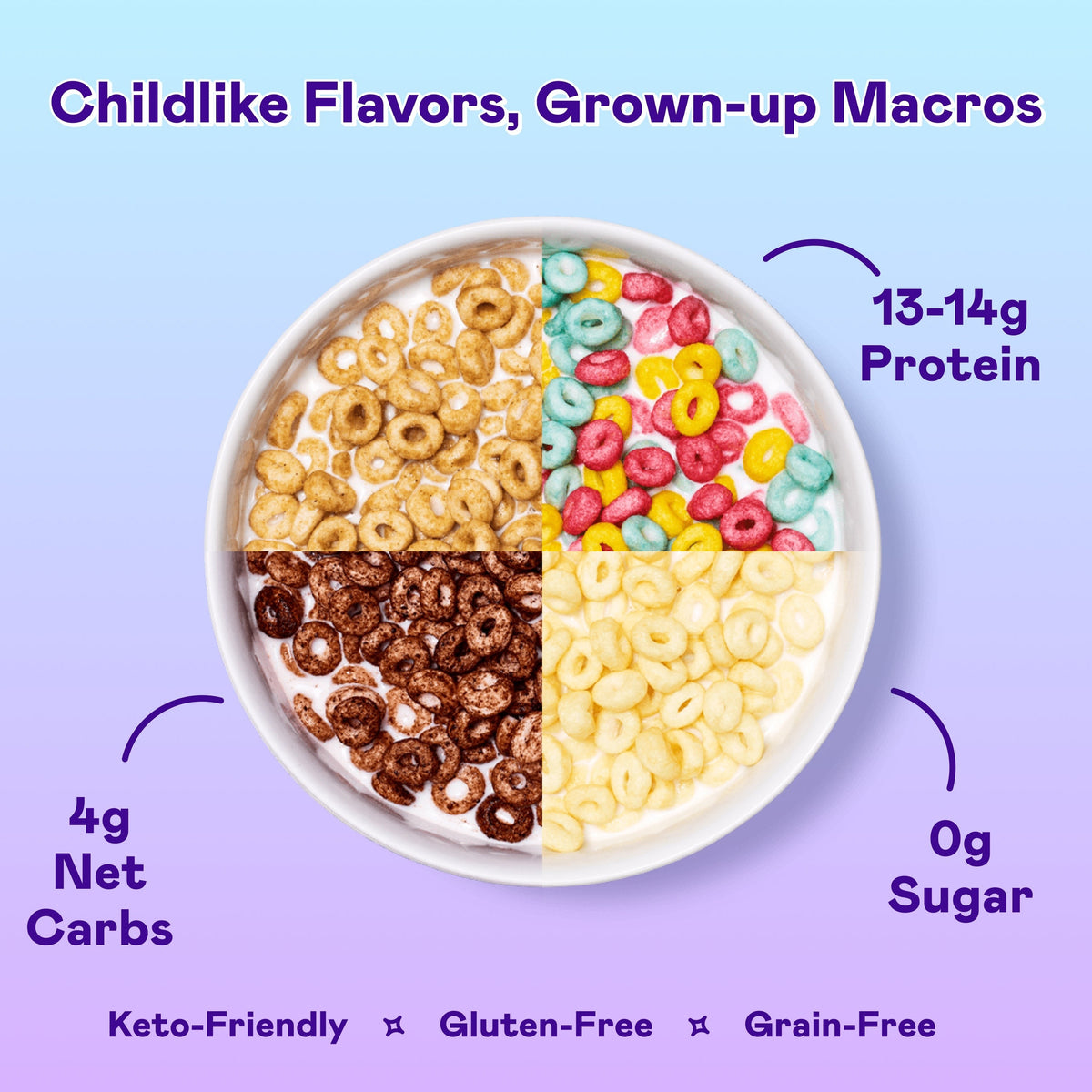 Magic Spoon Protein Cereal Variety 4 Pack - Peanut Butter, Cocoa, Fruity, Cinnamon Toast