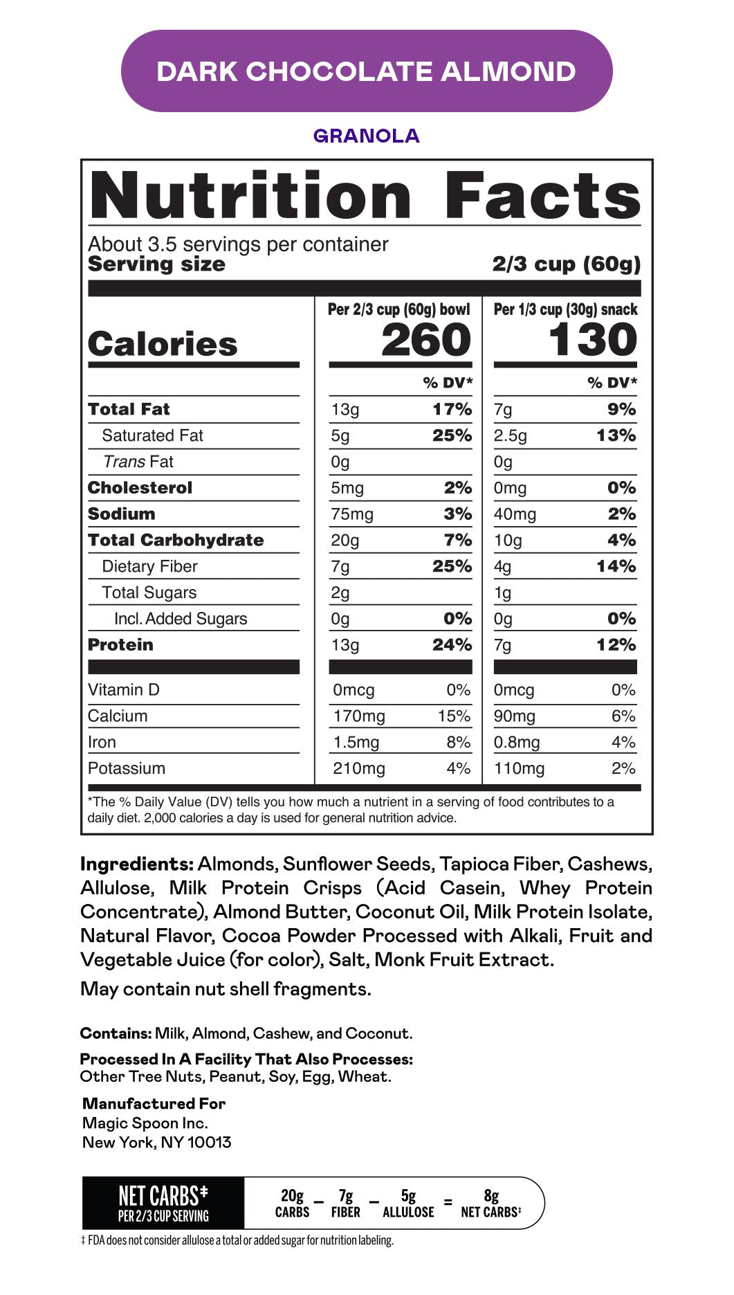 Dark Chocolate Almond - 4 Bags of Granola (FAIRE)