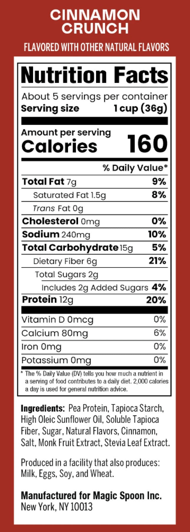 Cinnamon Crunch - Protein + Fiber Cereal 1 case (4 boxes)