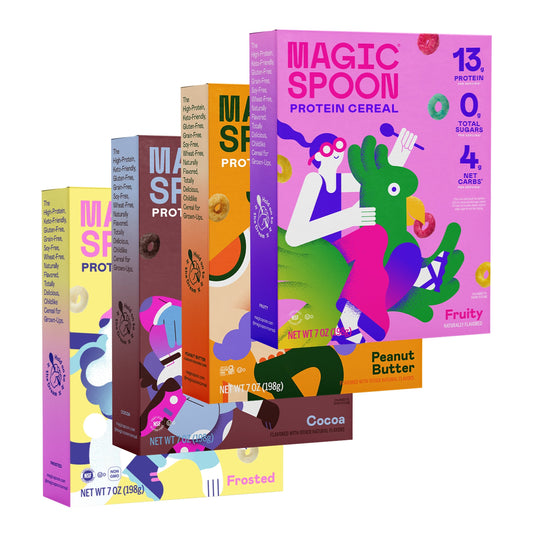 Magic Spoon Protein Cereal Variety 4 Pack - Peanut Butter, Cocoa, Fruity, Frosted