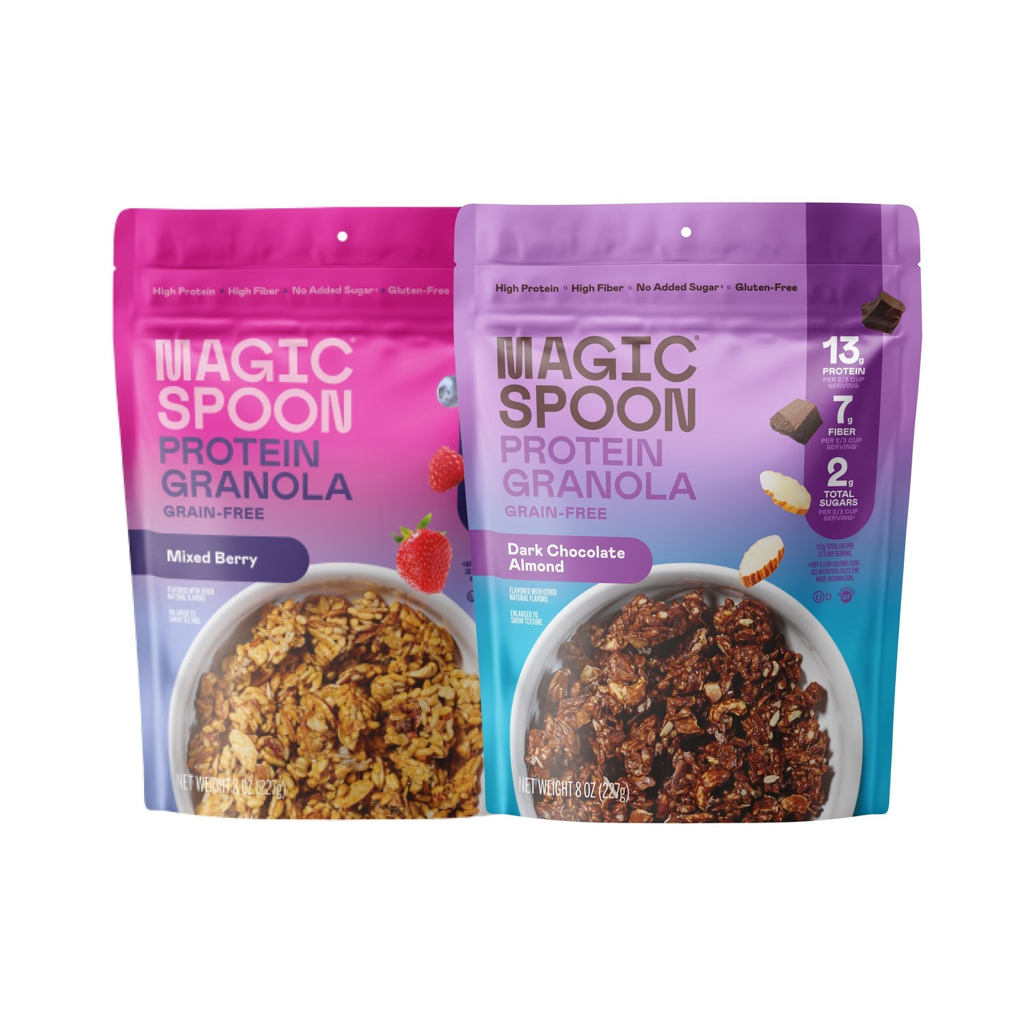 Magic Spoon Protein Granola Variety 4 Pack - Honey Almond, Dark Chocolate, Peanut Butter, Mixed Berry