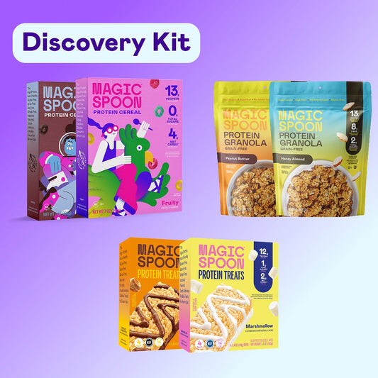 Discovery Kit (6 Pack) - 2 Cereals, 2 Treats, 2 Granola - Fruity & Cocoa Cereal, Marshmallow & PB Treats, Honey Almond & PB Granola TTS