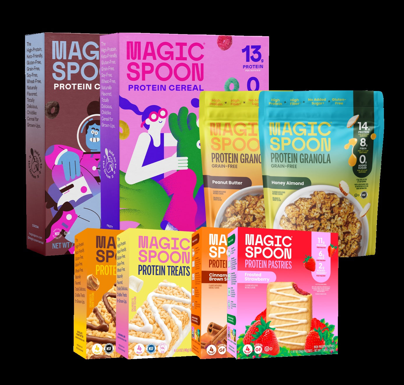 Hall of Fame Pack - 2 boxes of Cereal, 2 boxes of Treats, 2 bags of Granola, 2 boxes of Pastries