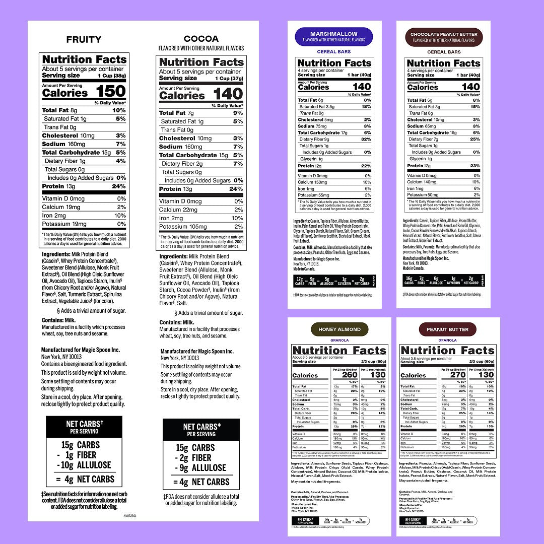 Discovery Kit (6 Pack) - 2 Cereals, 2 Treats, 2 Granola - Fruity & Cocoa Cereal, Marshmallow & PB Treats, Honey Almond & PB Granola TTS