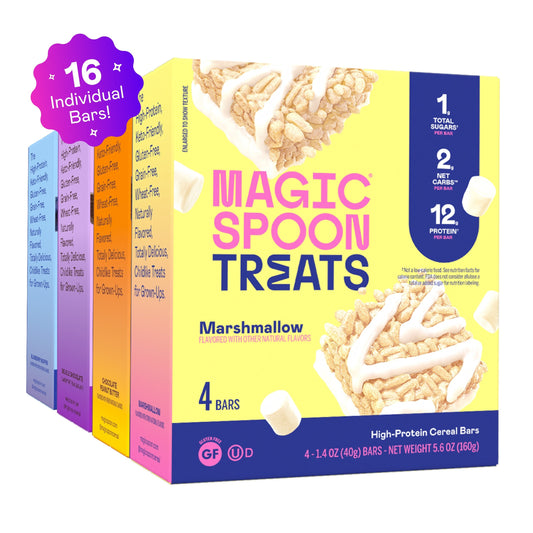 Magic Spoon Protein Treats Variety 4 Pack - Marshmallow, Peanut Butter, Double Chocolate, Blueberry