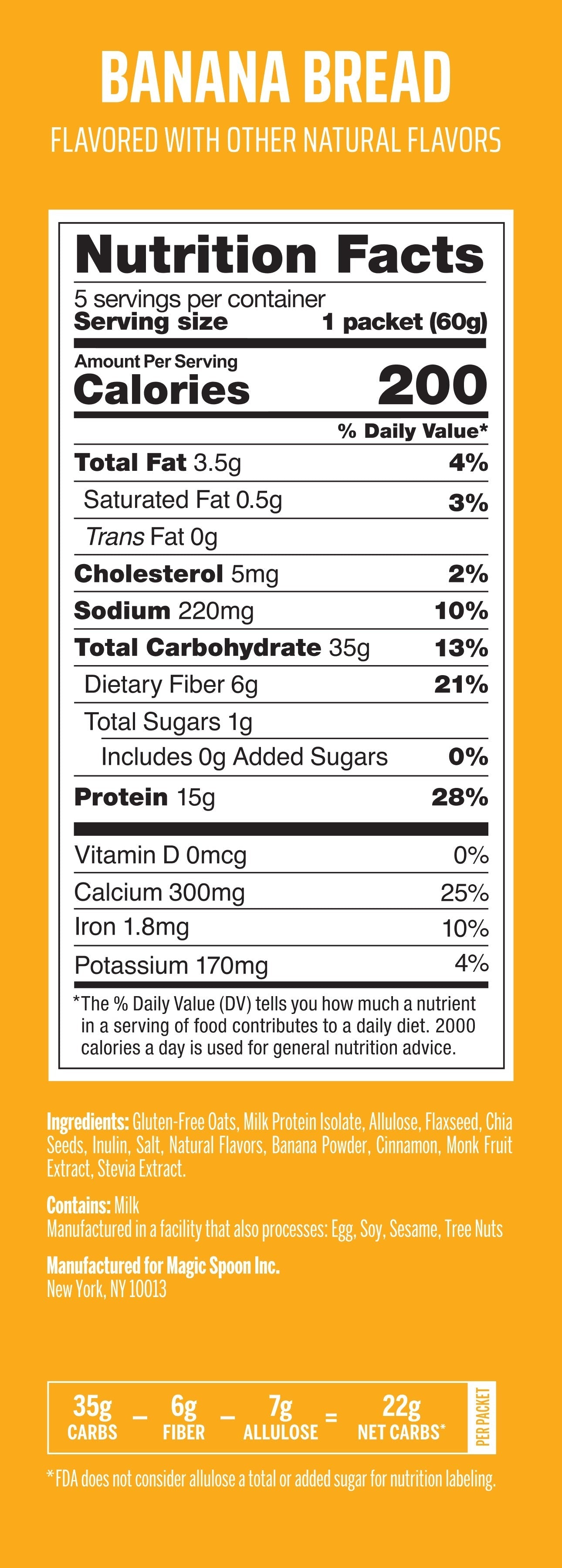 Banana Bread - 20 Oatmeal Packets (4 Boxes)